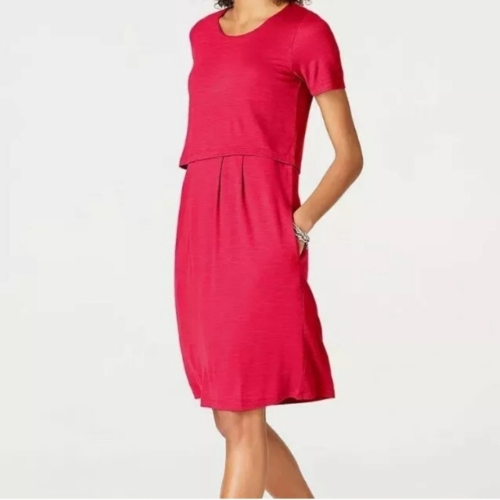J. JILL red layered knit dress sz medium new